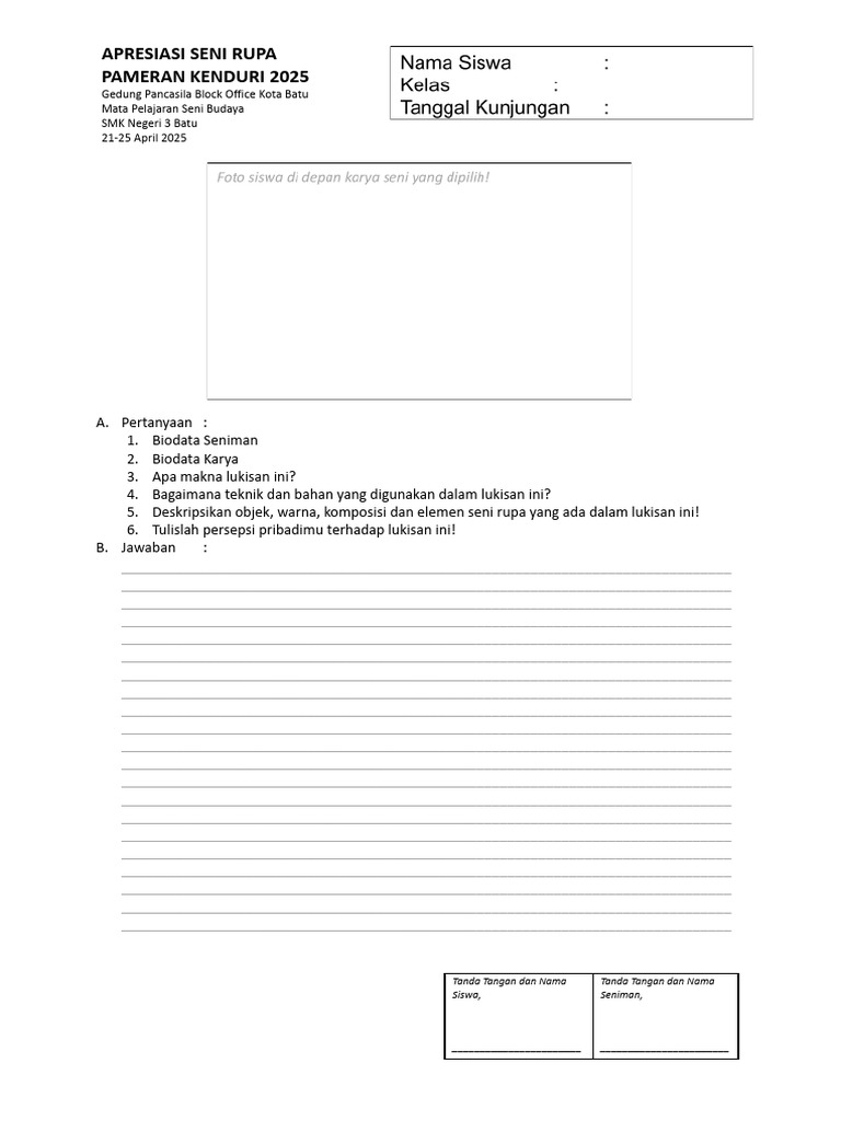 Form Apresiasi Seni Rupa | PDF