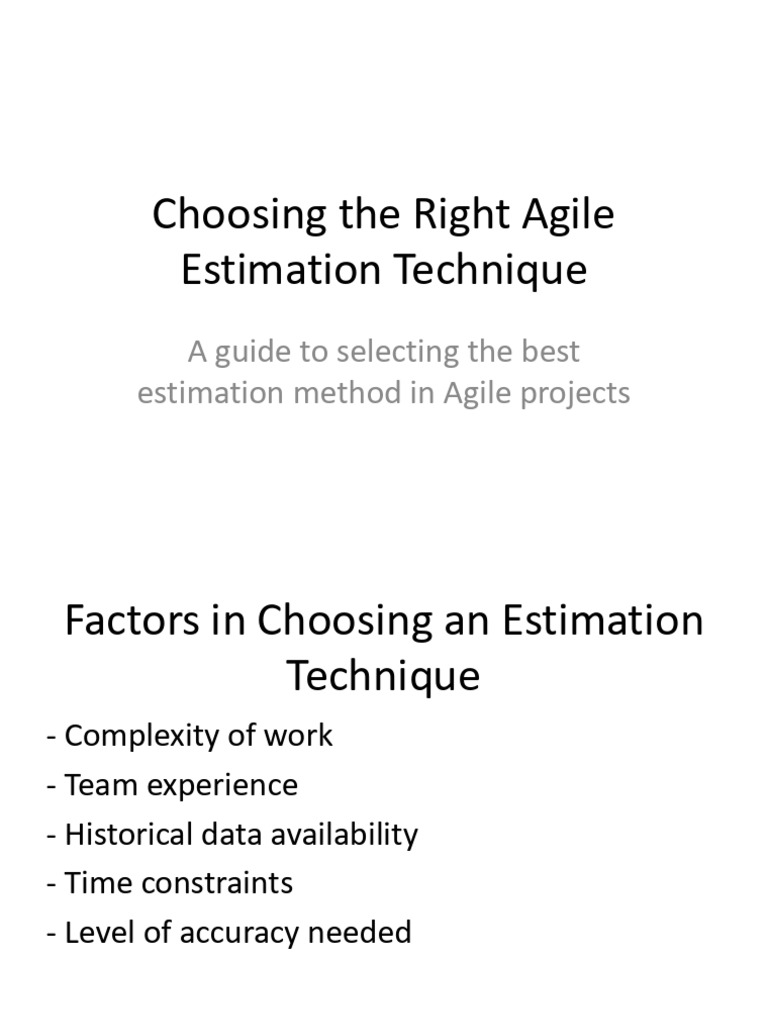 How To Choose The Right Agile Estimation Technique. | PDF