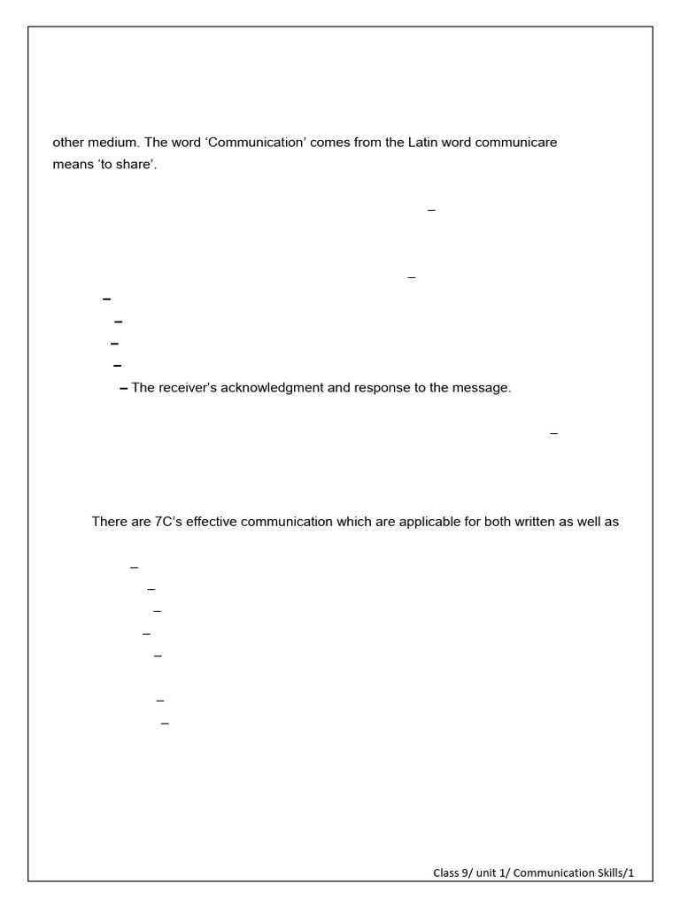 IX - Unit 1 Communication Skills - 1 | PDF | Communication | Nonverbal ...
