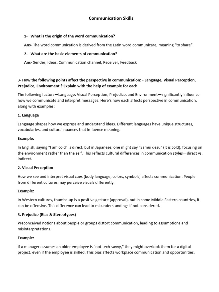 Visual Perception in Communication | PDF | Communication | Nonverbal ...