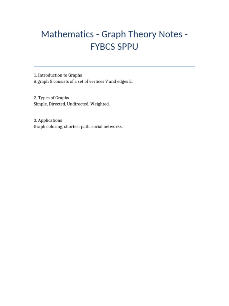 Graph Theory Notes for FYBCS SPPU | PDF