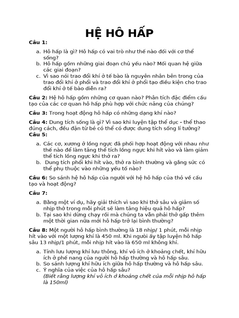 Hệ Hô Hấp | PDF