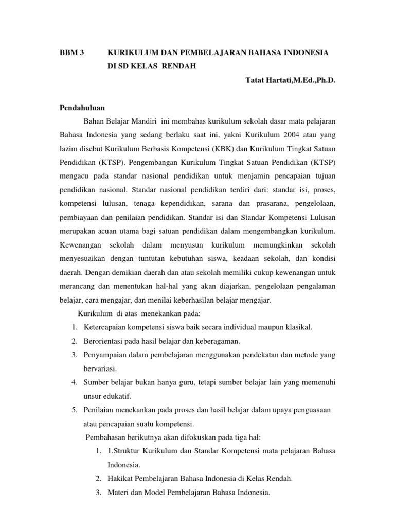 Pembelajaran Bahasa Indonesia Di Kelas Rendah - Cara Mengajarku