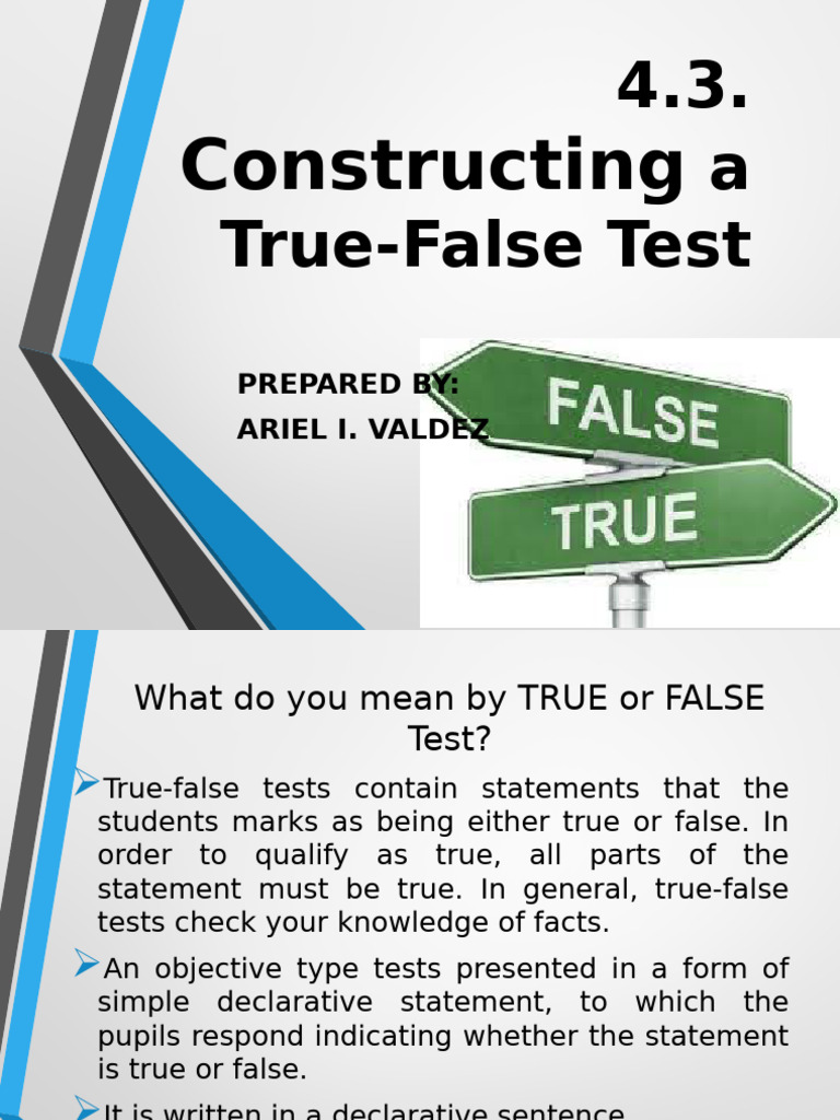 Constructing A True False Test 1 | PDF | Truth | Human Communication