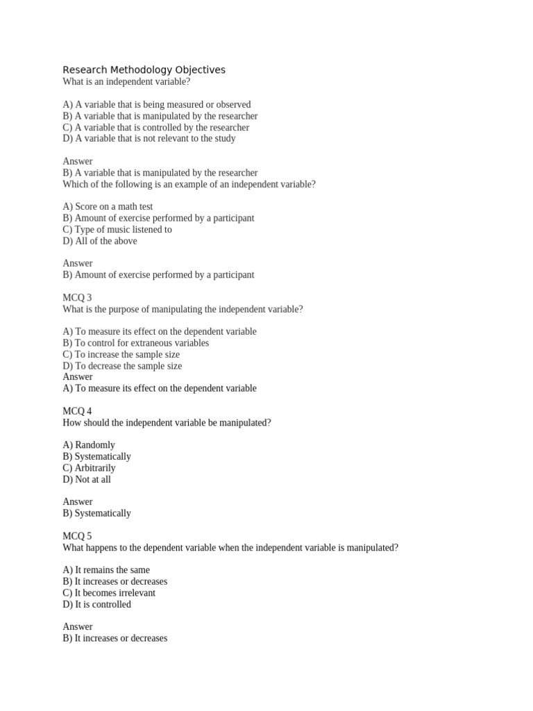 Understanding Independent Variables in Research | PDF | Data Analysis ...