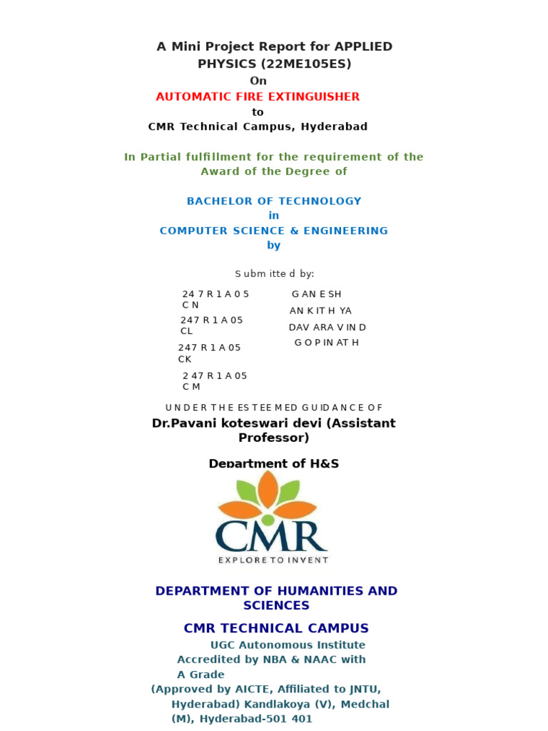 Automatic Fire Extinguisher Project Report | PDF | Firefighting ...