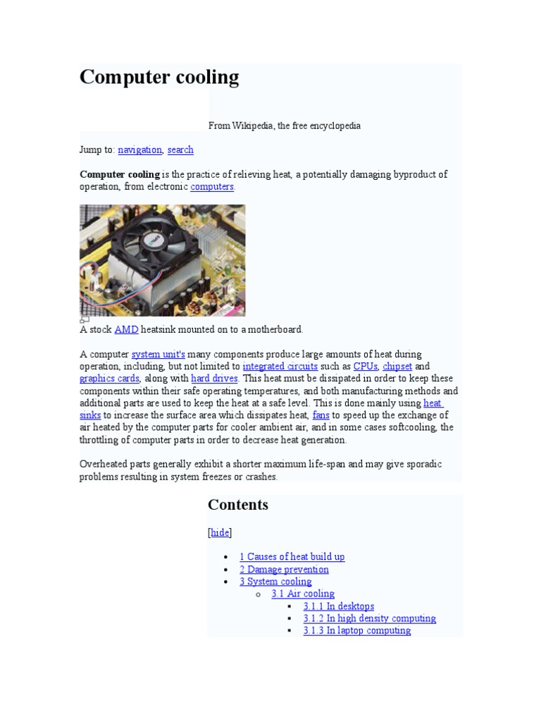Computer Cooling Methods PDF Computer Engineering Temperature