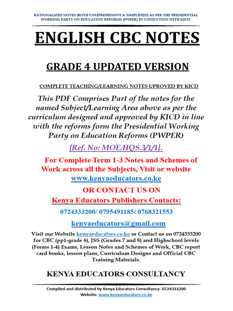 Grade 4 English CBC Notes PDF | PDF | Human Communication | Linguistics