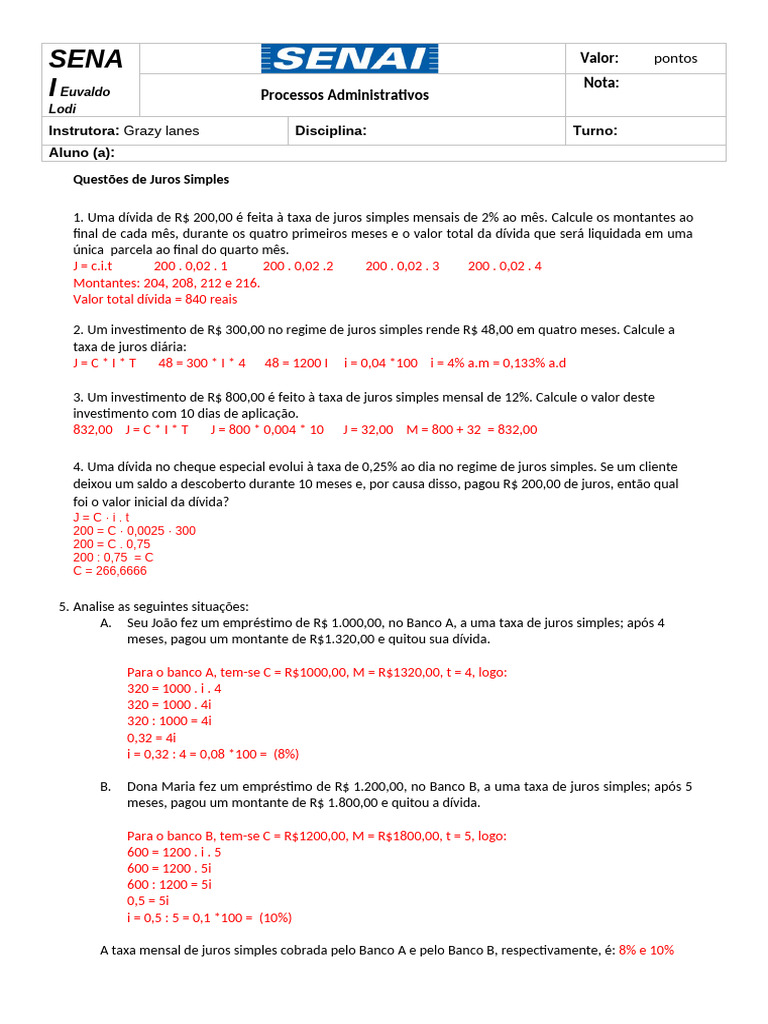 Cálculos de Juros Simples e Compostos | PDF | Juros | Bancos