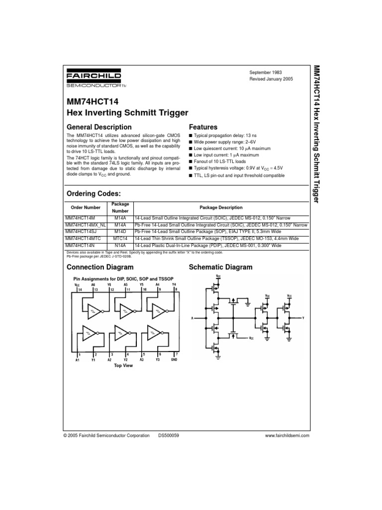 Datasheet 74HCT14 | PDF | Cmos | Electronic Circuits