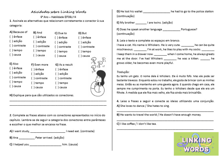 Atividades de Linking Words 9º Ano | PDF | Gravação de som | Música gravada