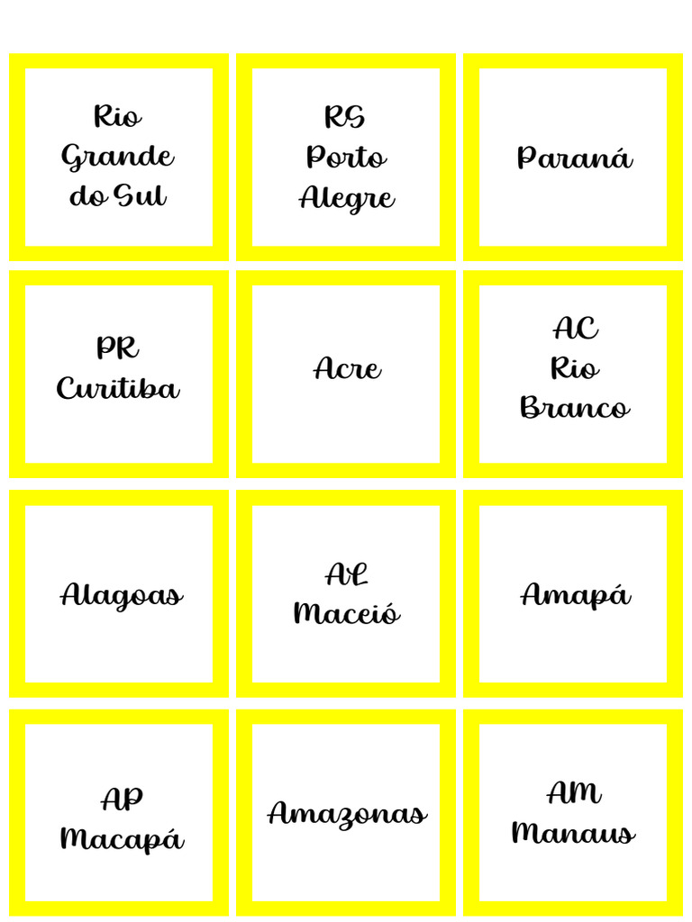 Jogo Da Memória Estados e Capitais | PDF