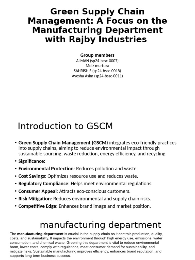 Green Supply Chain Management | PDF | Environmental Technology | Waste