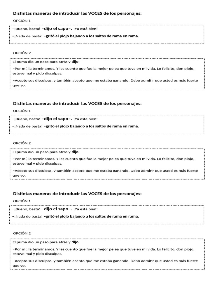 Distintas Maneras de Introducir Las VOCES de Los Personajes | PDF