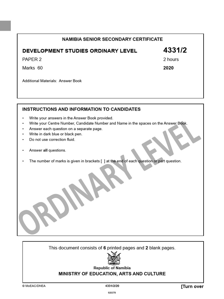 Development Studies NSSCO LEGACY2020 4331 P2 | PDF | International ...
