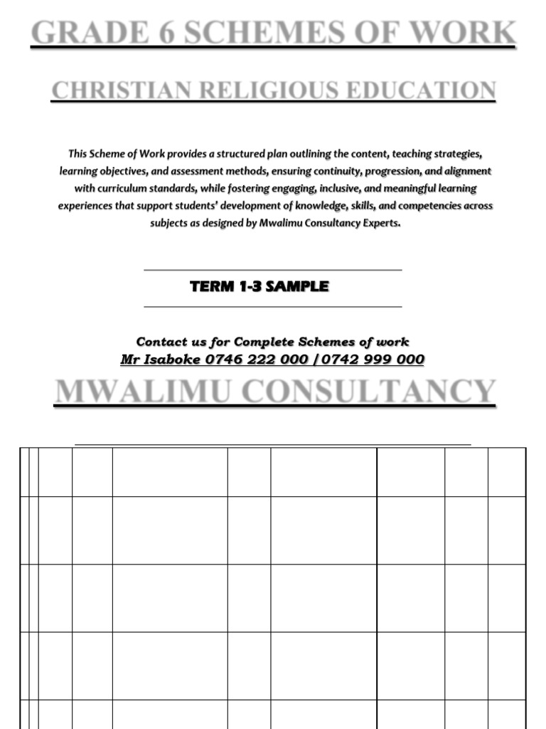 Grade 6 CRE Scheme of Work Guide | PDF | Ten Commandments | Disciple ...