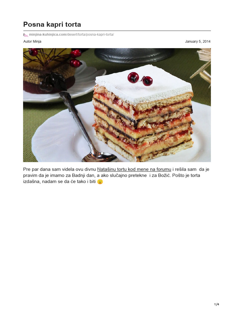 Posna Kapri Torta | PDF