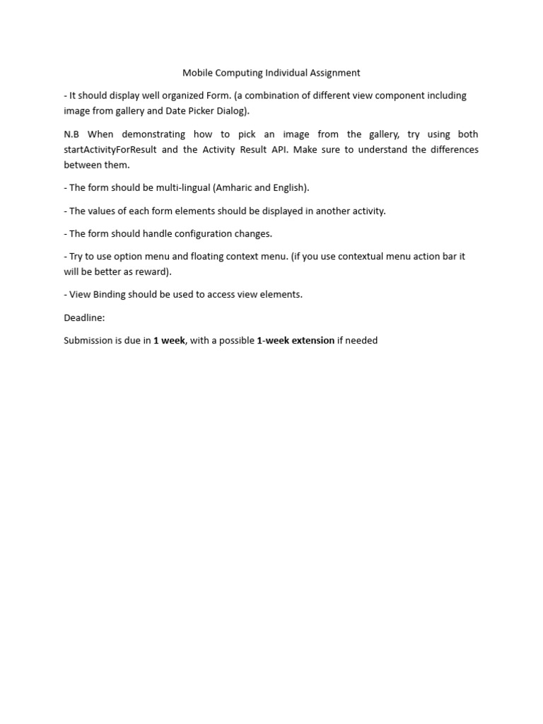 Mobile Computing Assignment Guidelines | PDF