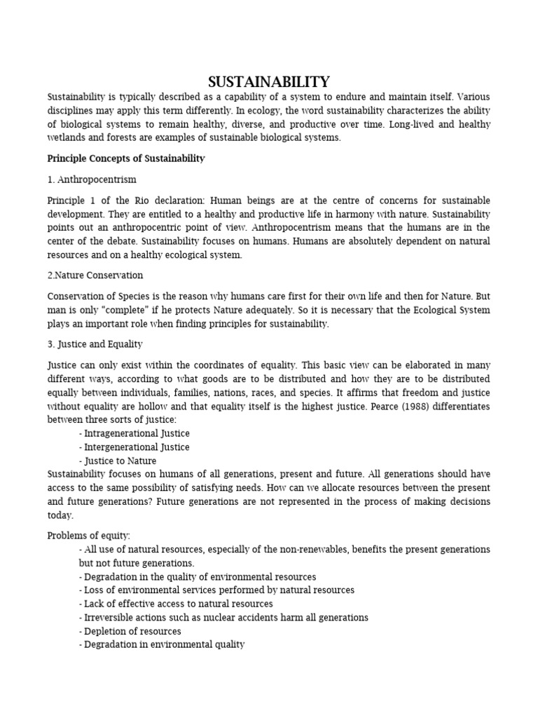 Key Principles of Sustainability Explained | PDF | Sustainability ...