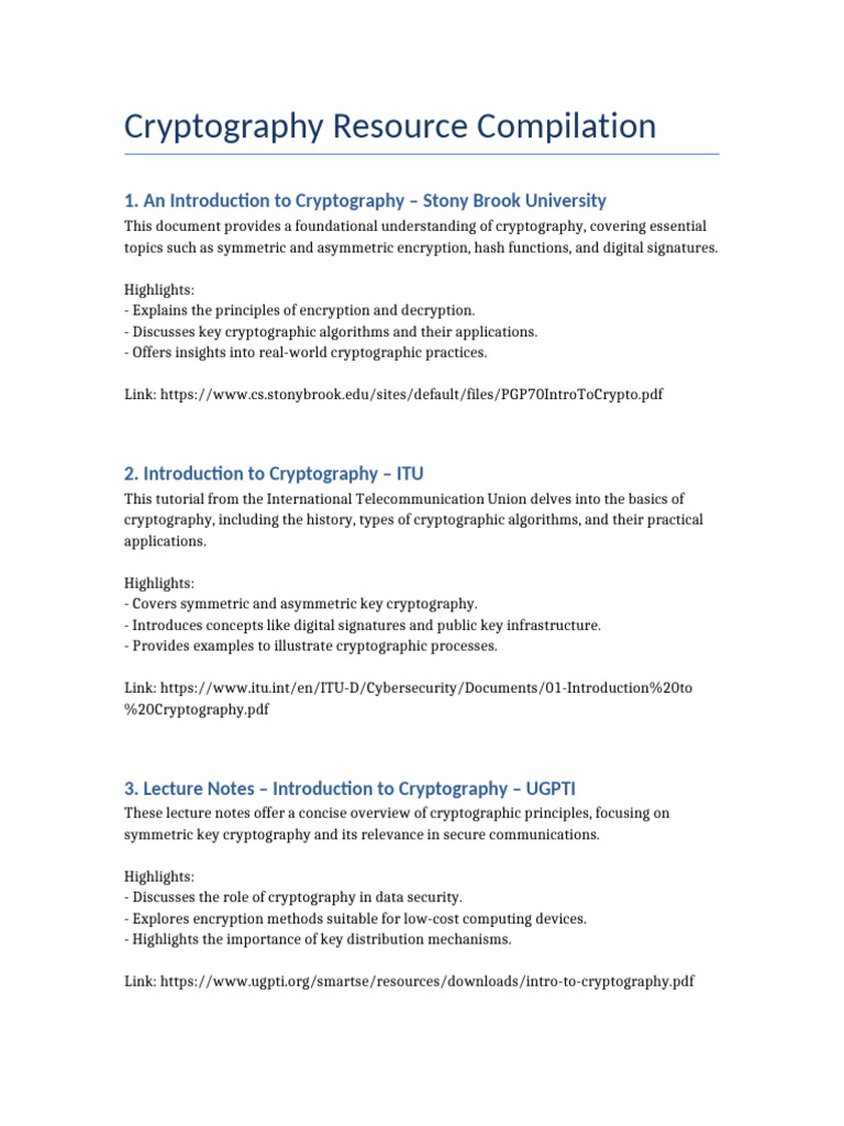 Essential Cryptography Resources Guide | PDF