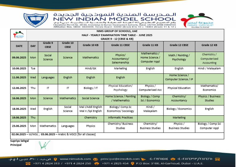 CBSE Half-Yearly Exam Schedule 2025 | PDF | Educational Stages | Science