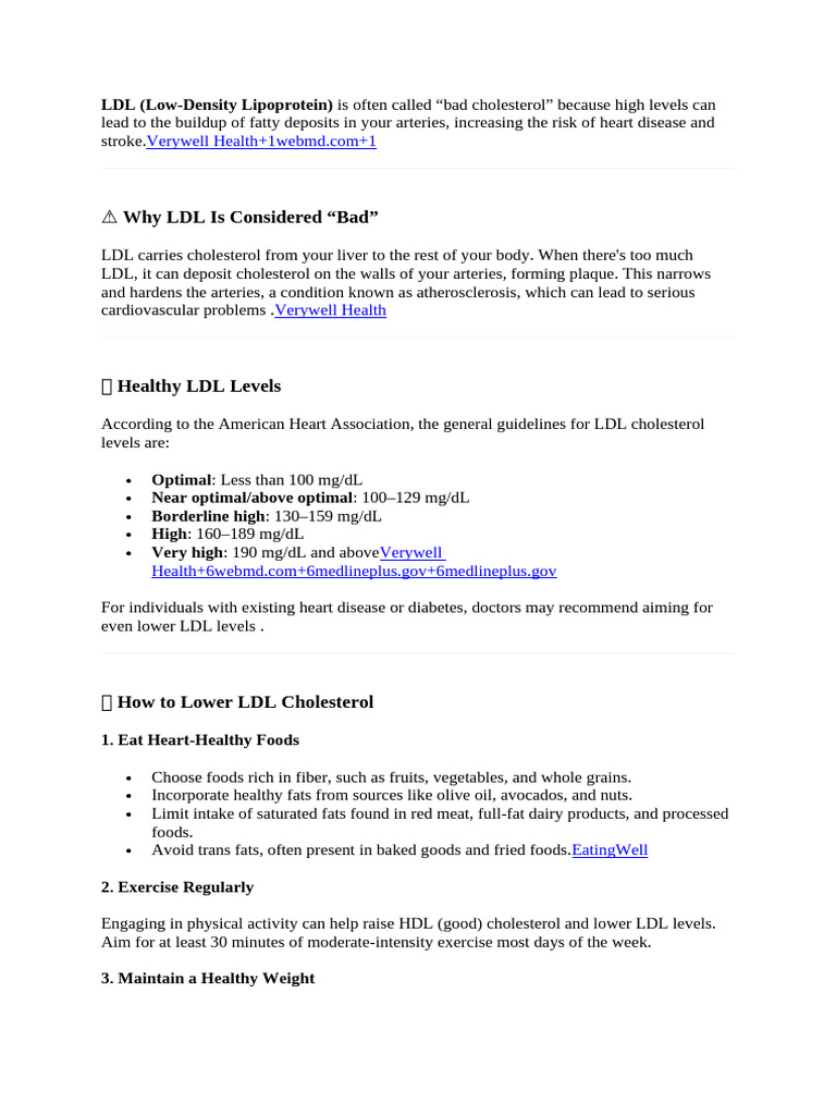 Understanding and Lowering LDL Cholesterol | PDF
