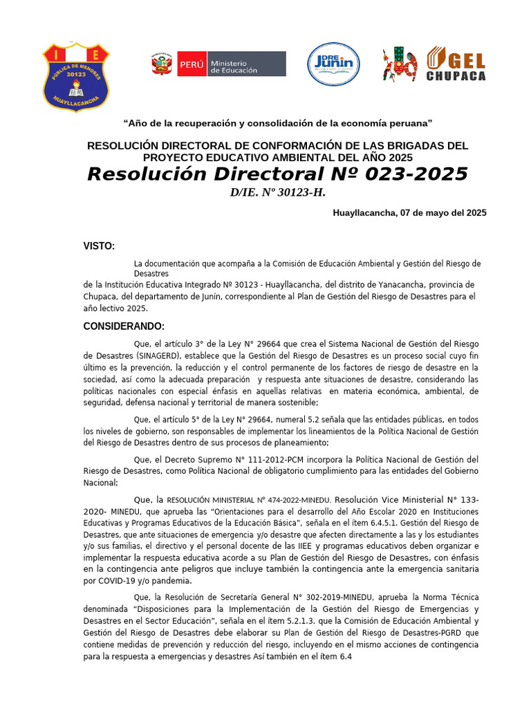 Rd. Brigada Escolar 30123 | PDF