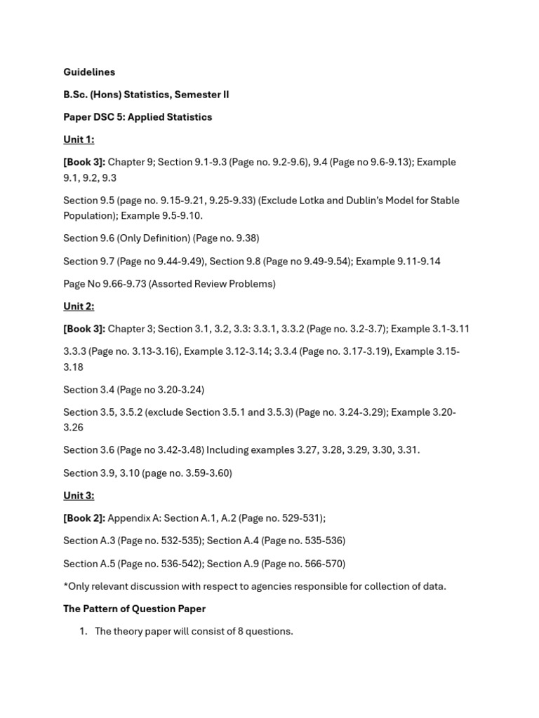 Applied Statistics Guidelines Pdf
