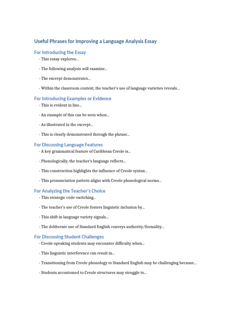 Essay Improvement Phrases | PDF