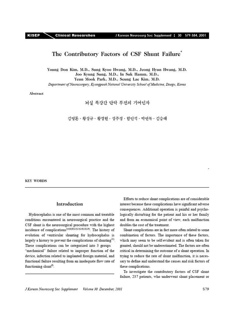 Factors of CSF Shunt Failure-JAK | PDF | Cerebrospinal Fluid | Nervous ...