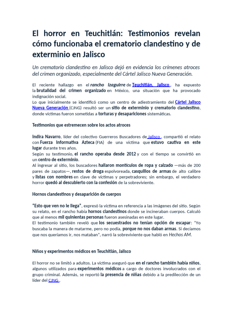 Nota Informativa Baby El Rancho | PDF | Campamento de exterminio | México