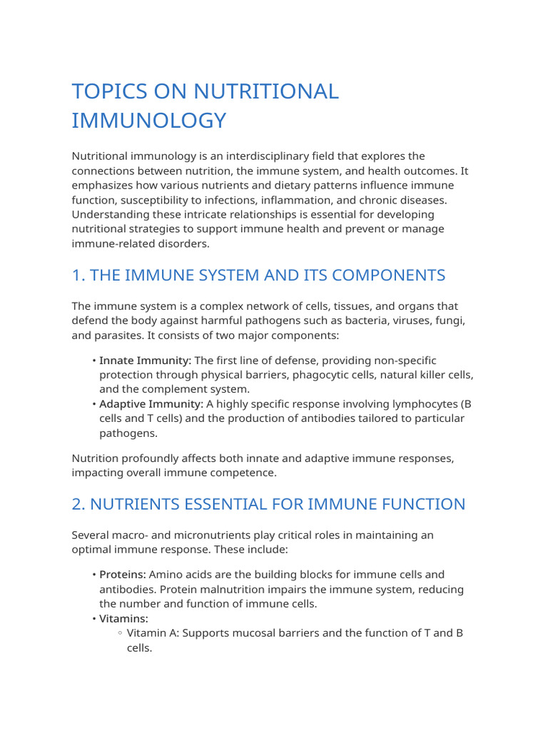 Nutritional Immunology and Inflammation | PDF | Immune System ...