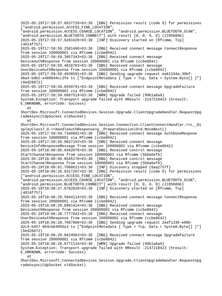 Rfcomm Connection Logs for Android | PDF | Transmission Control ...