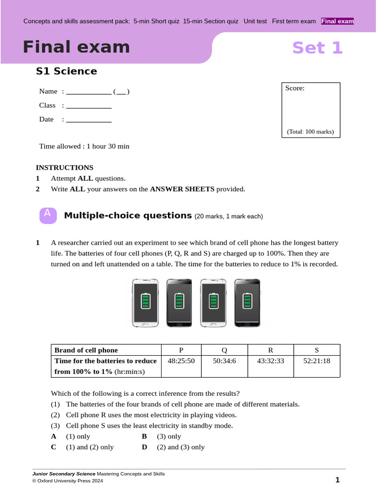 Jsci Finalexams1 Set1 e | PDF | Water | Gases
