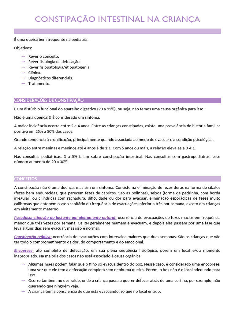 Constipação Intestinal Na Criança - Prof. Clea | PDF | Doenças e ...