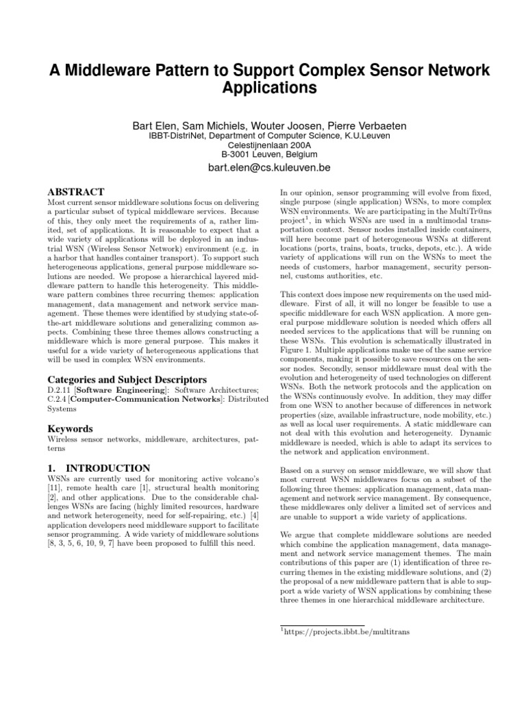 Hierarchical Middleware for WSNs | PDF