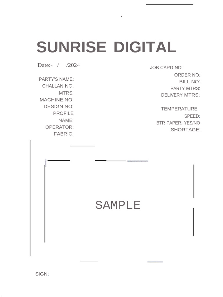 Digital Job Card Template for Operators | PDF