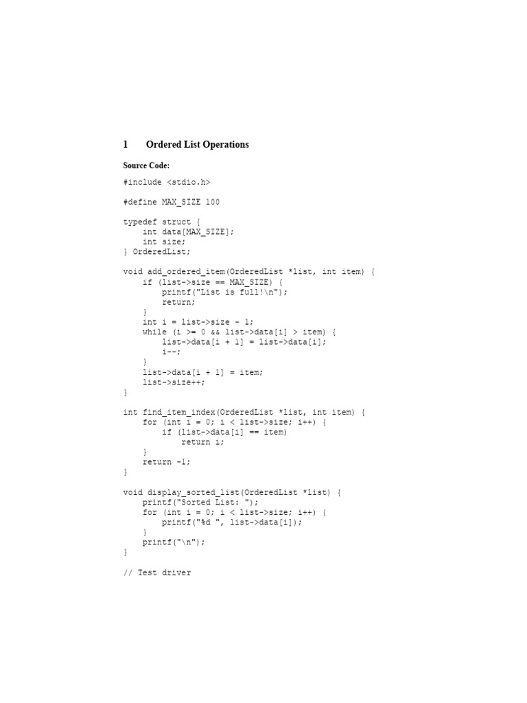 C Code for Ordered List and Stack | PDF | Software Development ...