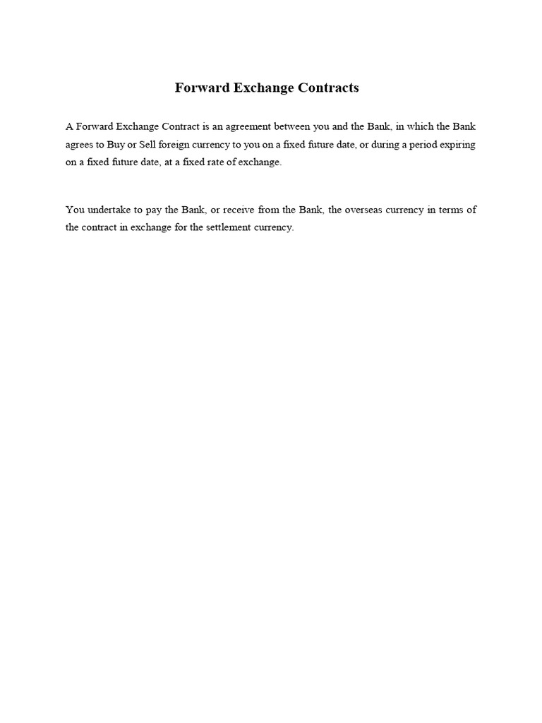 Understanding Forward Exchange Contracts | PDF | Order (Exchange ...