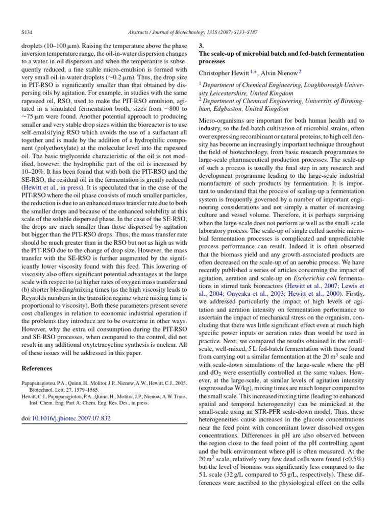 Scale-Up Challenges in Fed-Batch Fermentation | PDF | Emulsion ...