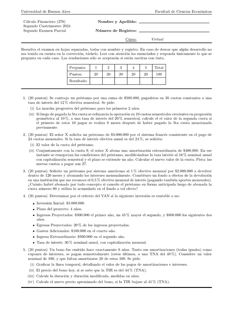 2024 2C SegundoParcial Virtual | PDF | Interés | Economias