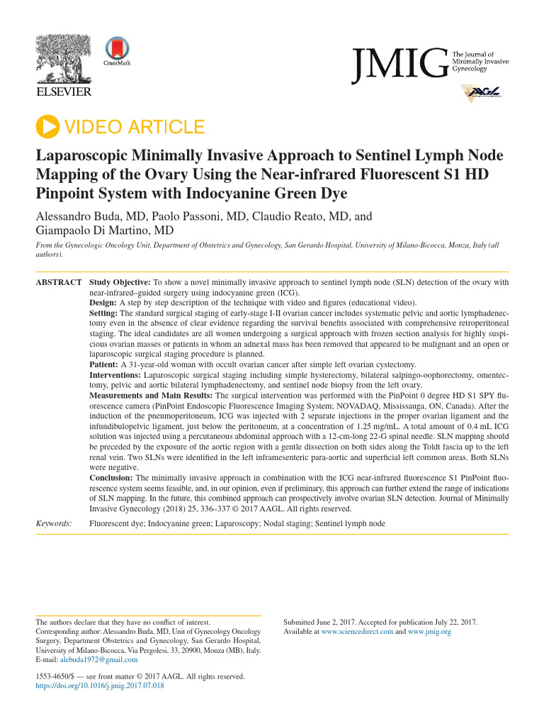 21 - Laparoscopic Minimally Invasive Approach To Sentinel Lymph Node ...