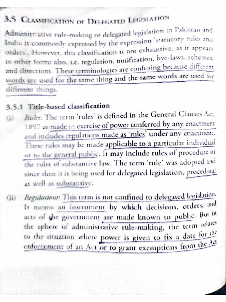 Classifications of Delegated Legislation | PDF