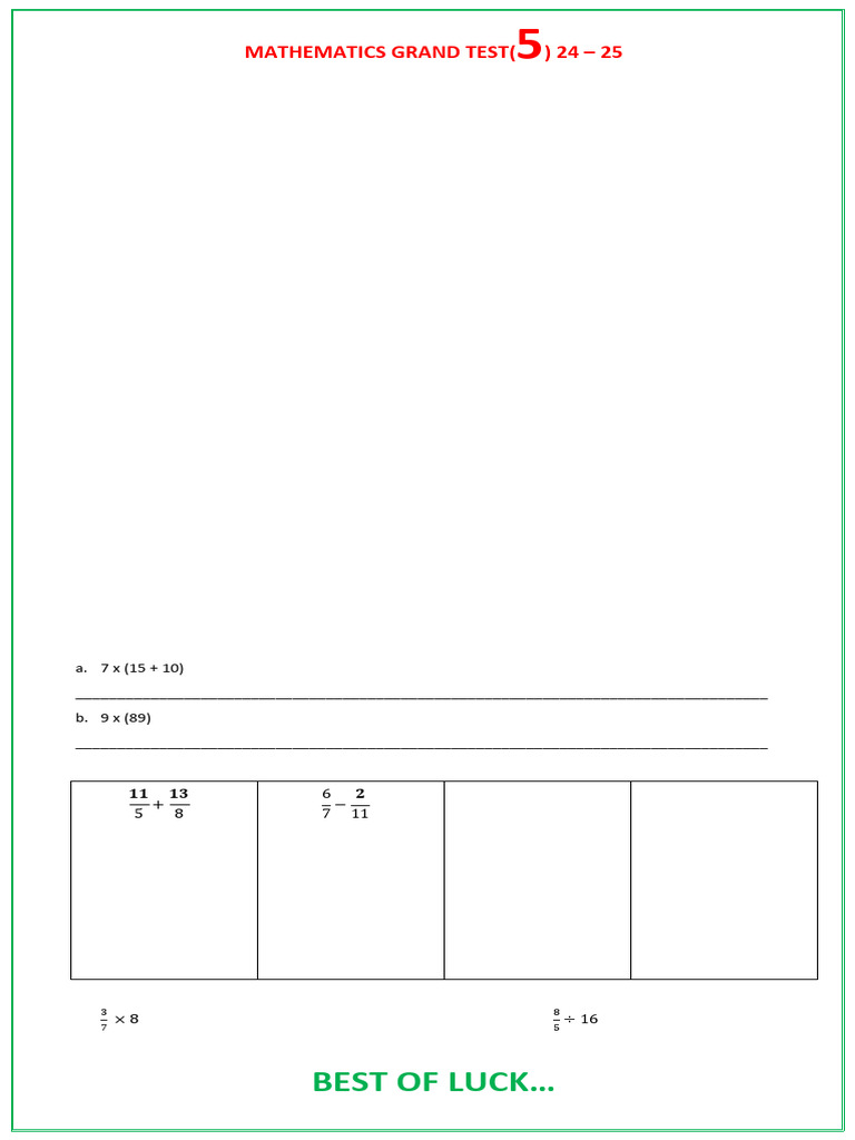 Mathematics Grand Test Questions | PDF | Division (Mathematics ...