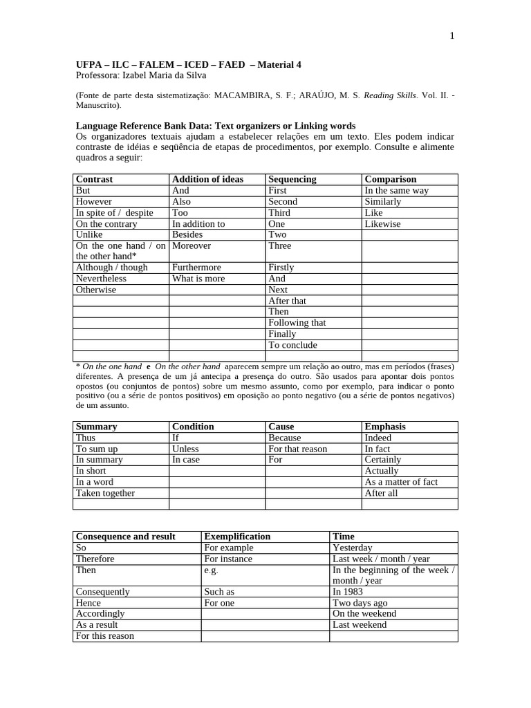 Instr 2015 2 Mat 4 MARCADORES e PRON INTER | PDF | Grammar | Semiotics