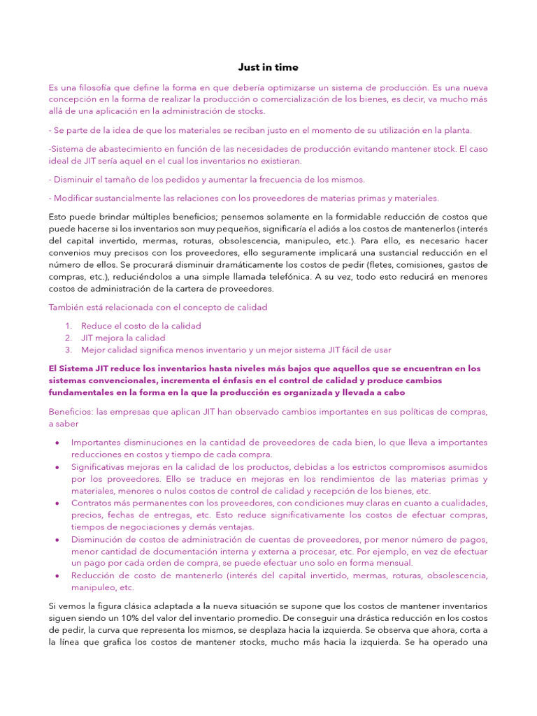 Just in Time | PDF | Lean Manufacturing | Economias