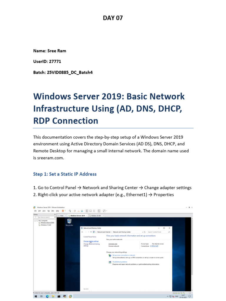 Windows Server 2019 Network Setup Guide | PDF | Ip Address | Domain ...