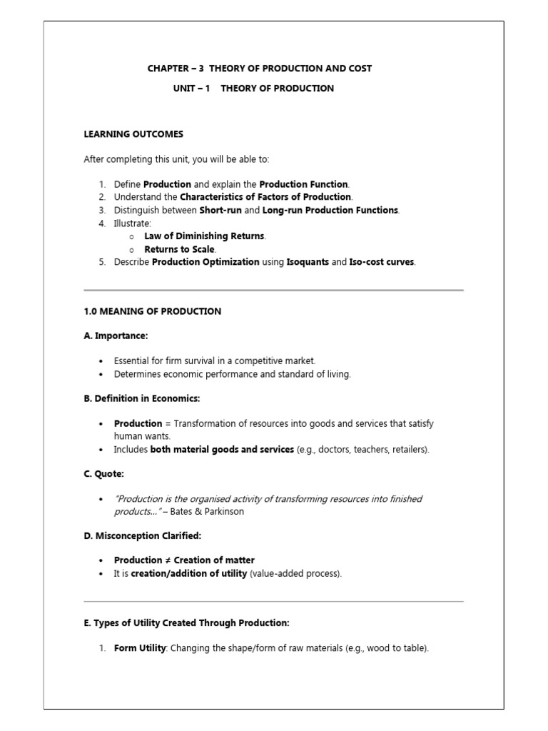 Production Theory and Cost Analysis | PDF | Production Function ...