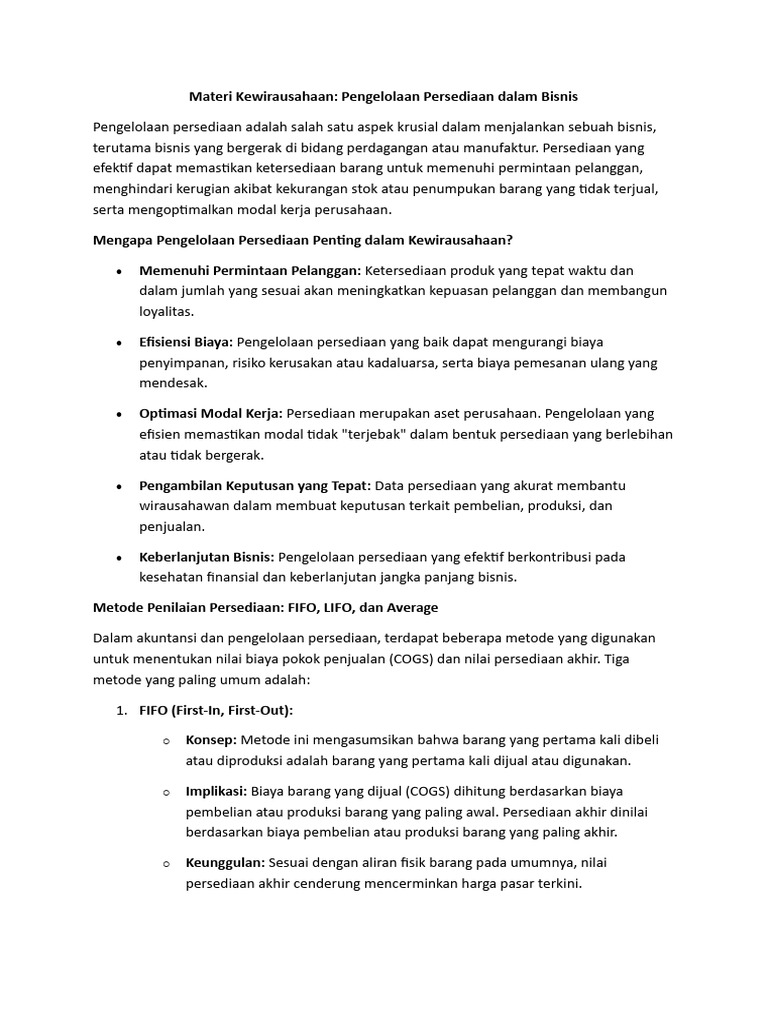 Materi FIFO, LIFO, Average | PDF