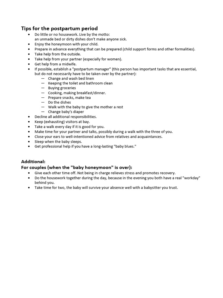 Postpartum Care Tips for New Parents | PDF